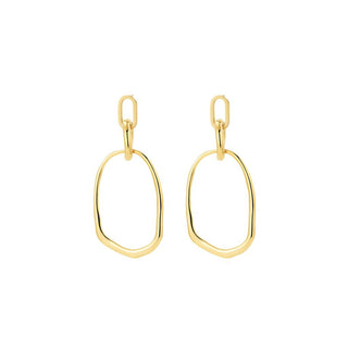 Linked misshape hoop earring in gold