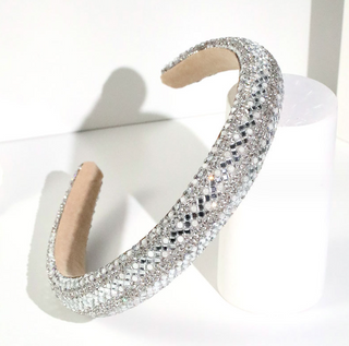 Sequin & crystal shapes hairband in silver