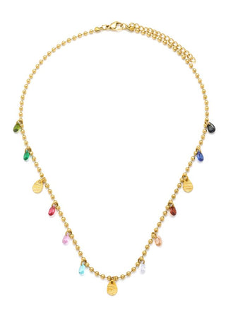 Glass bead necklace in rainbow