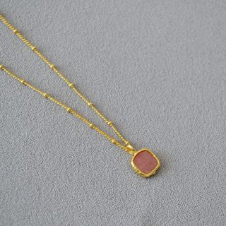 Natural stone pendant necklace in opal & gold