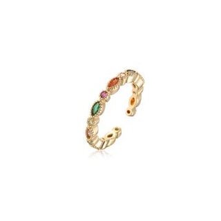 Oval and circle gem ring in multi & gold