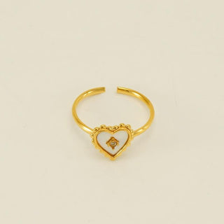 Adjustable heart ring in white