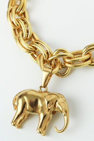 Chunky Gold Elephant Charm Bracelet