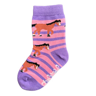 Purple & Pink Kids Horse Socks 6-8.5