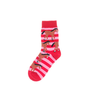 Red & Pink Kids Horse Socks