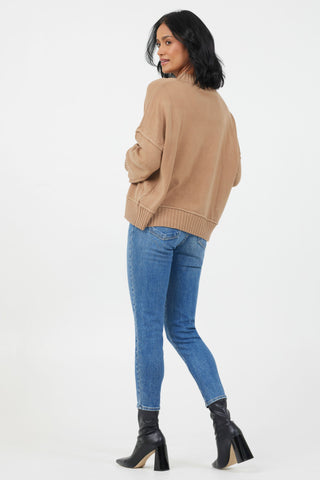 Florenza Turtle Neck Rib Detail Knit Sweater