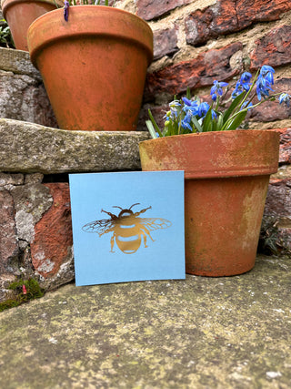 Magnolia & Saddlewood Foil Bee Greeting Card