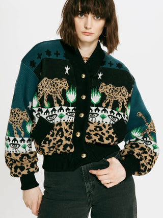 Leopardess Cotton/Merino Bomber Jacket